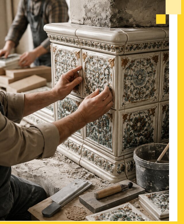 Изразцовые камины под ключ в Нерюнгри: проект и монтаж