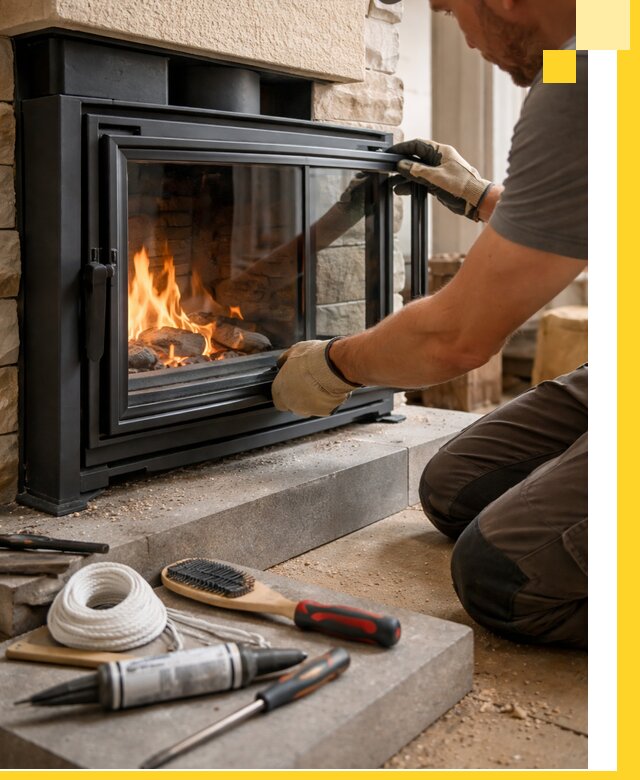 Производство, монтаж и доставка каминов со стеклом в Нерюнгри