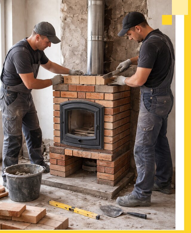 Монтаж печи камина под ключ в Нерюнгри с гарантией и пусконаладкой