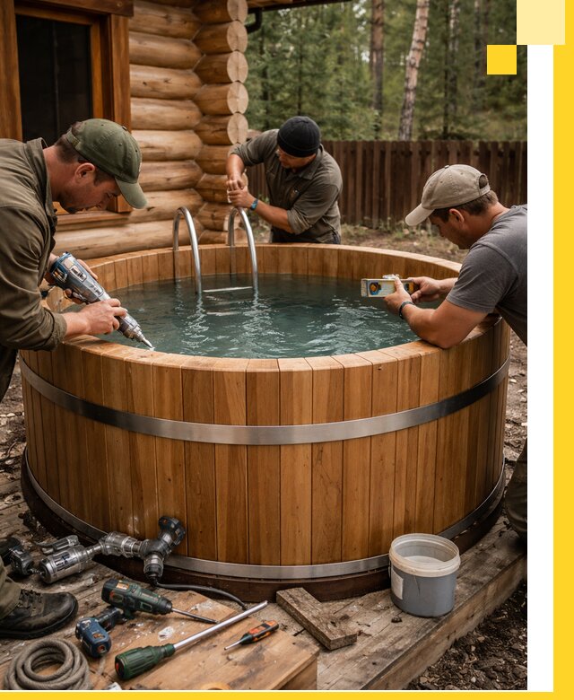 Строительство бань с купелью под ключ и отделкой в Нерюнгри