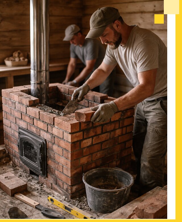 Кирпичные печи для бани под ключ в Нерюнгри, проект и монтаж