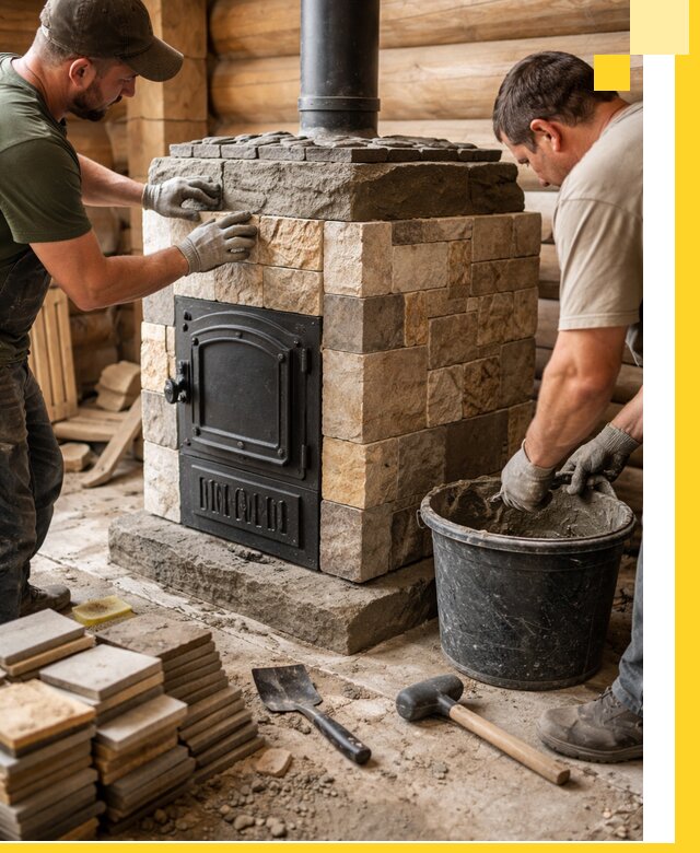 Облицовка банной печи под ключ в Нерюнгри: камень и плитка