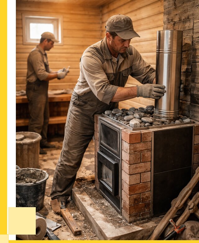 Монтаж печи в бане под ключ в Нерюнгри от 21720 р. | ЭриданНрю