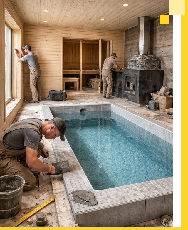 Проект бани с бассейном и сауной в Нерюнгри под ключ