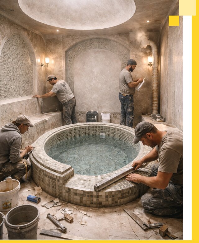 Профессиональное строительство хамама с бассейном в Нерюнгри под ключ