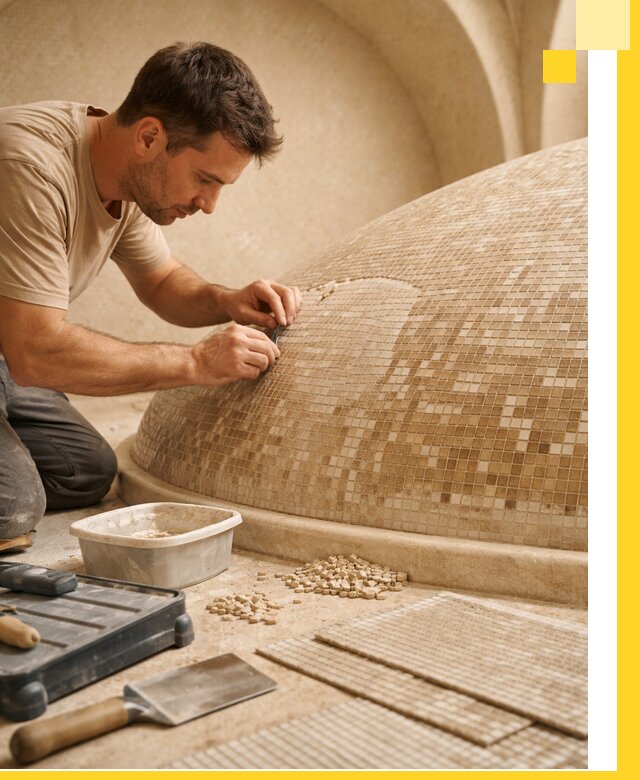 Профессиональная укладка мозаики для хамама под ключ в Нерюнгри